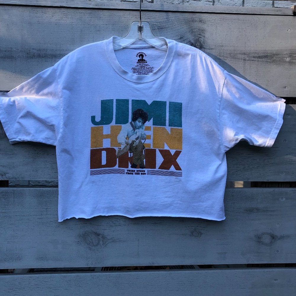 Jimi Hendrix Authentic Boho Festival Cropped ShortSleeve T-Shirt Festival Hippie